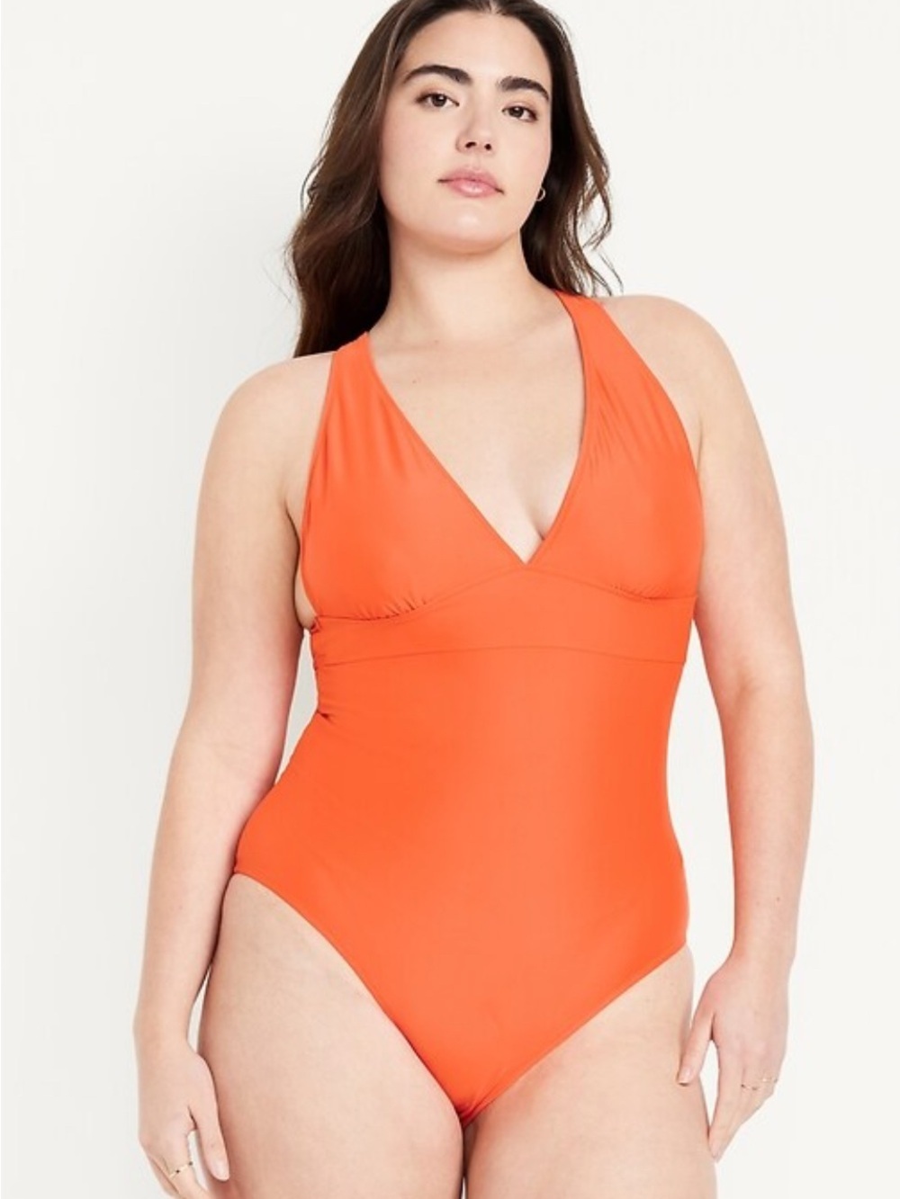 Old Navy Orange V-Neck One-Piece Swimsuit